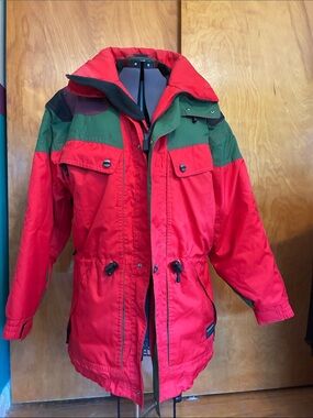 Vintage color block Red Green Purple Black Winter Jacket/ Ski Parka